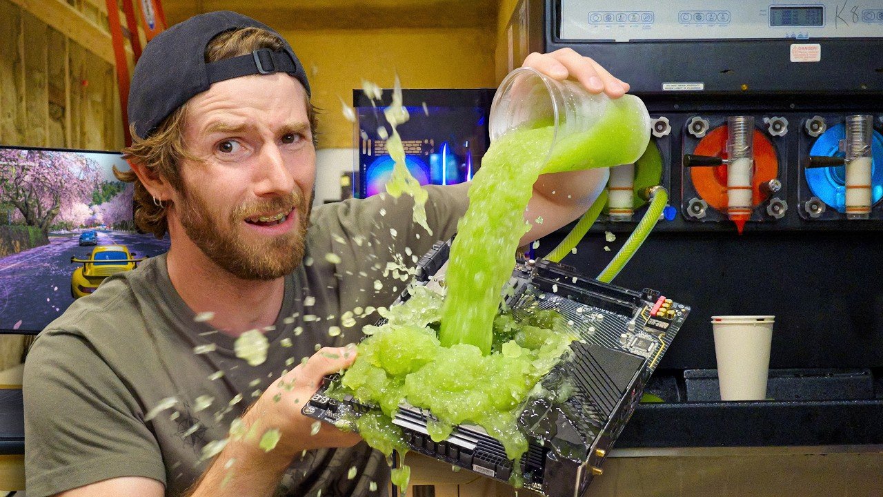Linus Tech Tips slushie PC cooling build gets messy